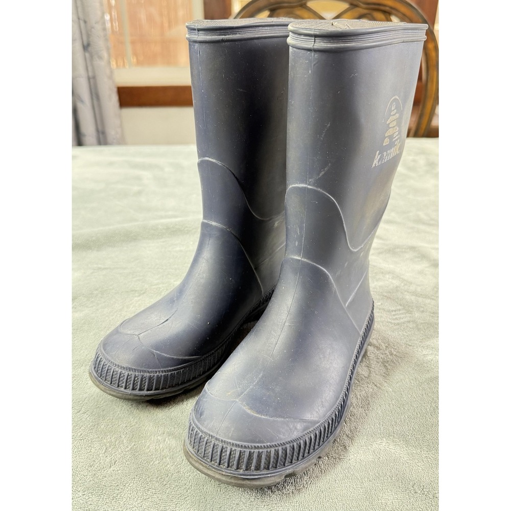 Kamik Rain Boots boy's 1 Blue Rubber Pull On Mid Calf Waterproof Outdoor